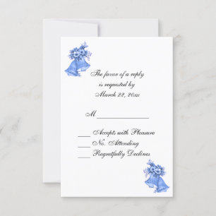 Blue Wedding Bells Personalisiert RSVP Karte