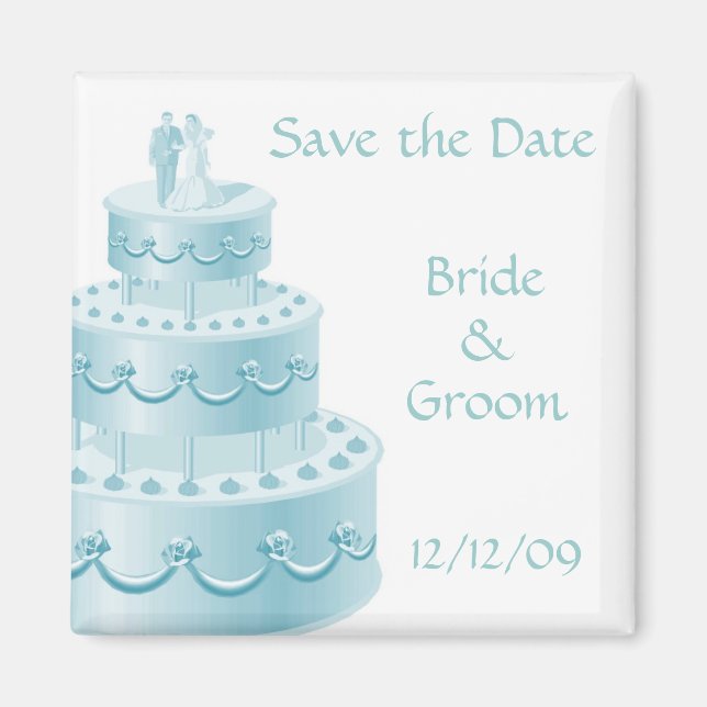 Blue Wedding Cake Save the Date Magnete Magnet (Vorne)