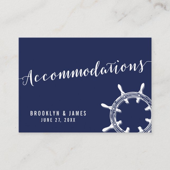 Blue Wedding Cards für Nautical Navy Begleitkarte (Vorderseite)