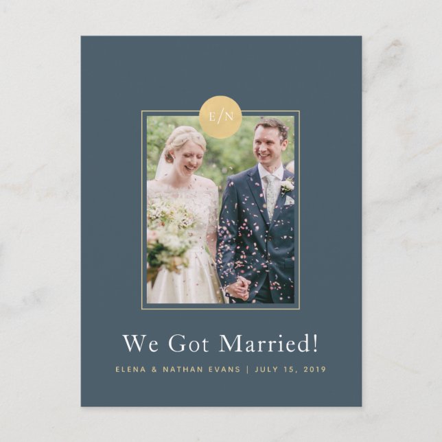 Blue Wedding - Foto Postcard Ankündigungspostkarte (Vorderseite)