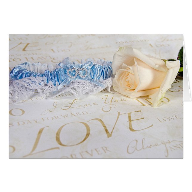 Blue Wedding Garter und Rose (Vorderseite (Horizontal))