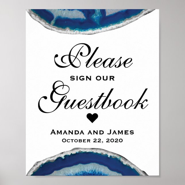 Blue Wedding Guestbook Sign | Bis Poster (Vorne)