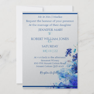 Blue wedding invitation  einladung