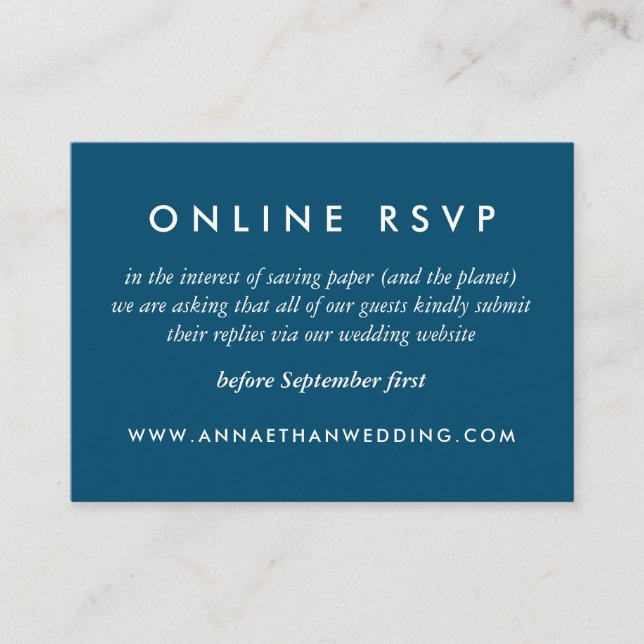 Blue Wedding Online RSVP Card Begleitkarte (Vorderseite)