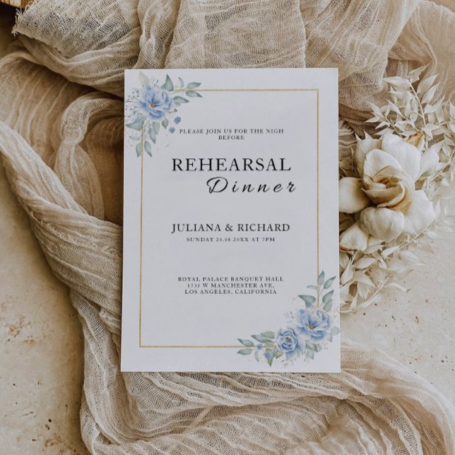 Blue Wedding Probe Dinner Sign Night Einladung (Blue Wedding Rehearsal Dinner Sign Night, Invitation)