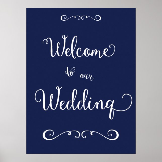 Blue Wedding Reception Schild 18x24 (Vorne)