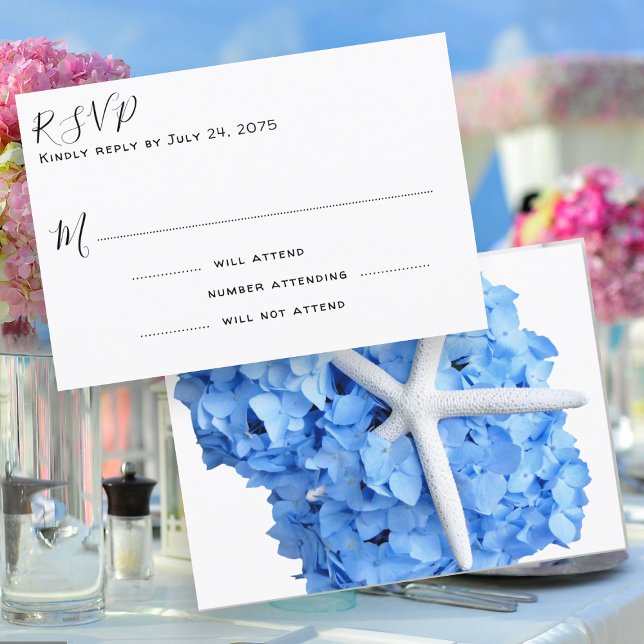 Blue Wedding Response Card Seaside Garden RSVP Karte (Von Creator hochgeladen)
