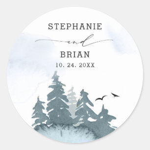Blue Wedding Round Sticker