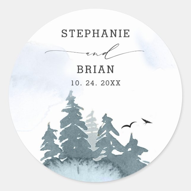 Blue Wedding Round Sticker (Vorderseite)