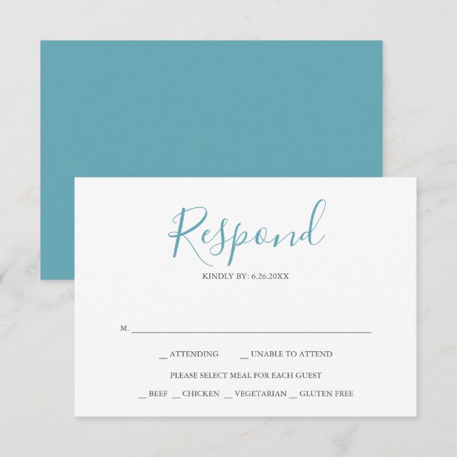 Blue Wedding RSVP Cards Karte (Vorne/Hinten)
