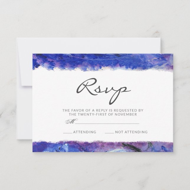 Blue Wedding RSVP Karte (Vorderseite)