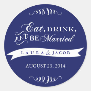 Blue Wedding Sticker   Essen, trinken und Verheira