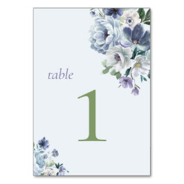 Blue Wedding Table Card Pulver Tischnummer