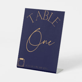 Blue Wedding Tischnummern mit QR Menu Sockelschild