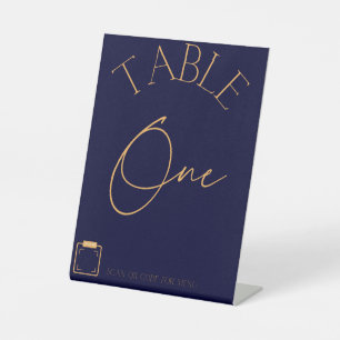 Blue Wedding Tischnummern mit QR Menu Sockelschild