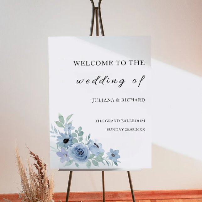 Blue Wedding Welcome Sign Poster (Blue Wedding Welcome Sign)