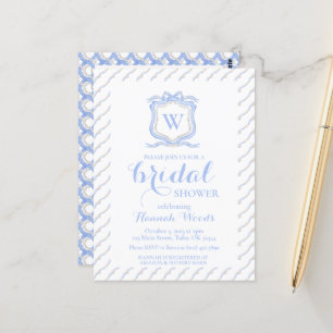 Blue Wedgwood Monogram Wappen Grandmillenial Postkarte