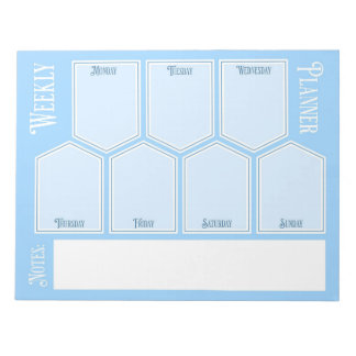 Blue Weekly Planer Horizontal Sheets Notepad Notizblock