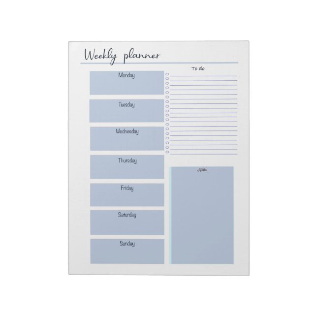 Blue Weekly Planner Notizblock (Rotiert)