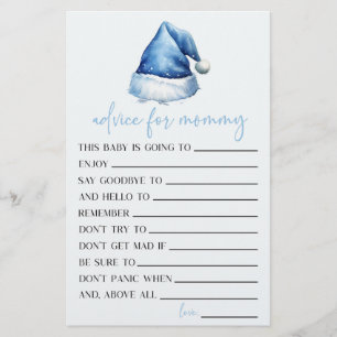 Blue Weihnachtsmannmütze Advice Baby Showspielakti Briefpapier