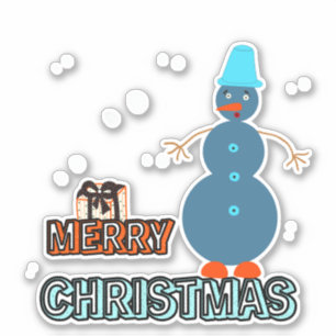 Blue Weihnachtsschneemann Aufkleber