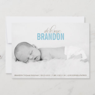 Blue Welcome Baby Foto Baby Birth Ankündigung