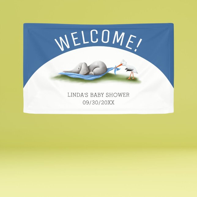 Blue Welcome Elephant Boy Baby Dusche Banner (Von Creator hochgeladen)
