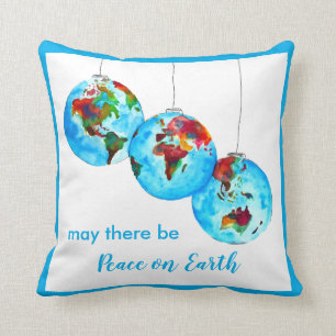 Blue Weltfrieden Watercolor Urlaub Geschenk Kissen
