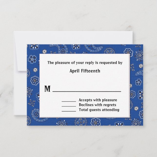 Blue Western Bandana Custom Wedding RSVP Card (Vorderseite)