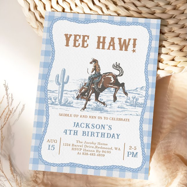 Blue Western Cowboy Birthday Invitation  (Créateur téléchargé)
