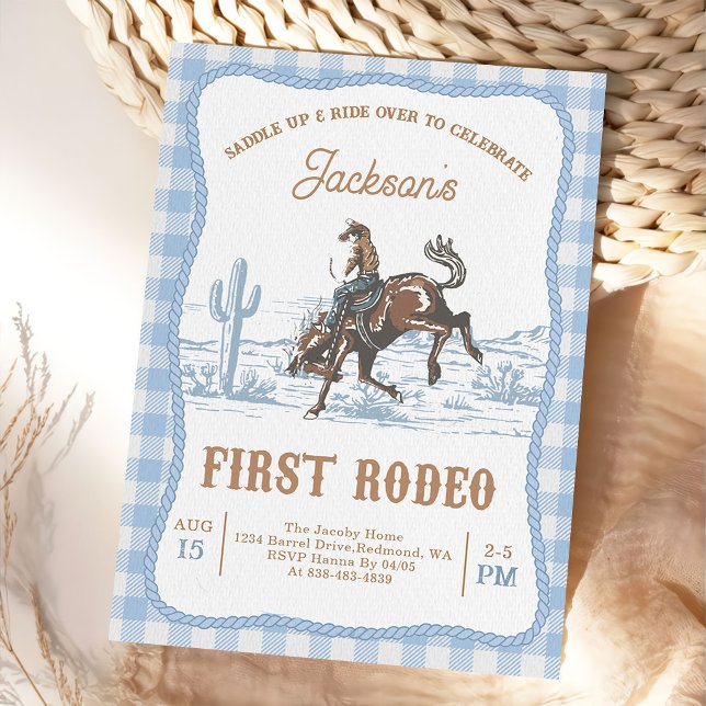 Blue Western Cowboy First Rodeo Invitation  Einladung (Von Creator hochgeladen)
