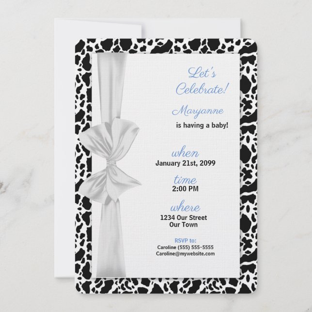 Blue Western Cowboy Theme Kinderdusche Einladung (Rückseite)