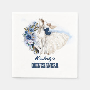 Blue Western Cowgirl und Horse Quinceanera Serviette