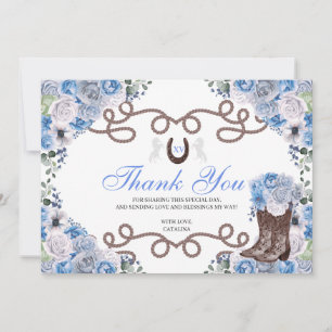 Blue Western Horse Quinceanera Carte de remercieme