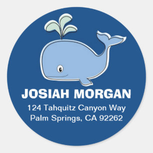 Blue Whale Address Labels Runder Aufkleber