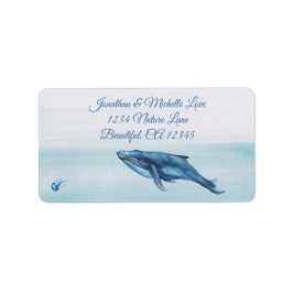 Blue Whale and Jellyfish Ocean Beach Address Adressaufkleber