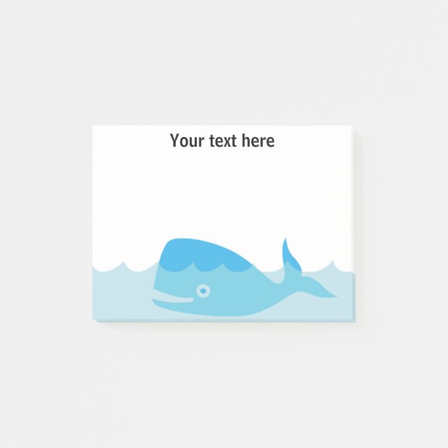 Blue Whale Baby Boy Dusche Post Hinweis Post-it Klebezettel (Vorderseite)
