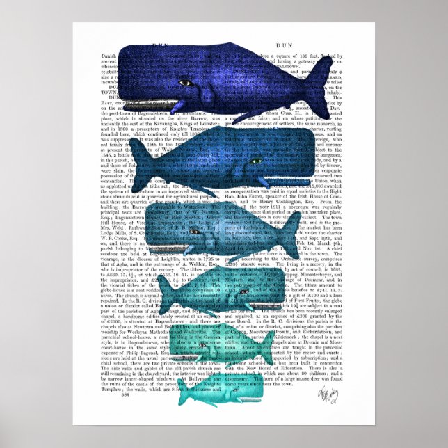 Blue Whale Family Poster (Vorne)