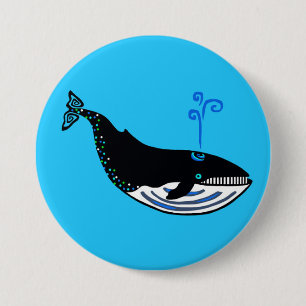 Blue WHALE - gefährdetes Tier - Button