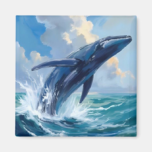 Blue Whale Ocean Animal Painting Magnet (Vorne)