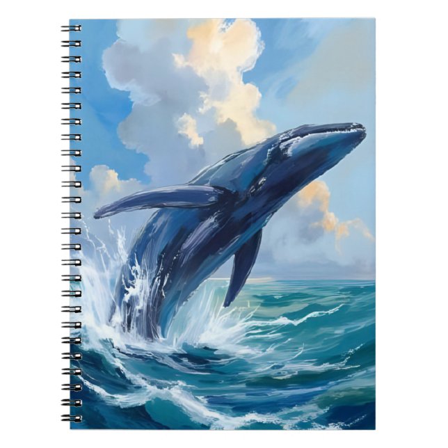 Blue Whale | Ocean Sea Animal Watercolor Notizblock (Vorderseite)