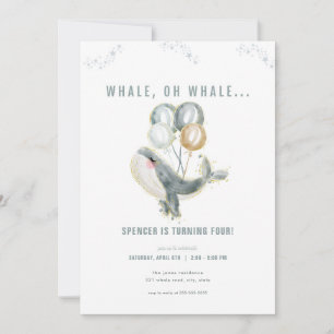 Blue Whale Oh Whale Birthday Einladung