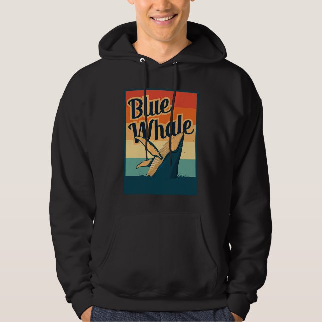 Blue Whale Sea Diving Maritime Waves Nature Protec Hoodie (Vorderseite)