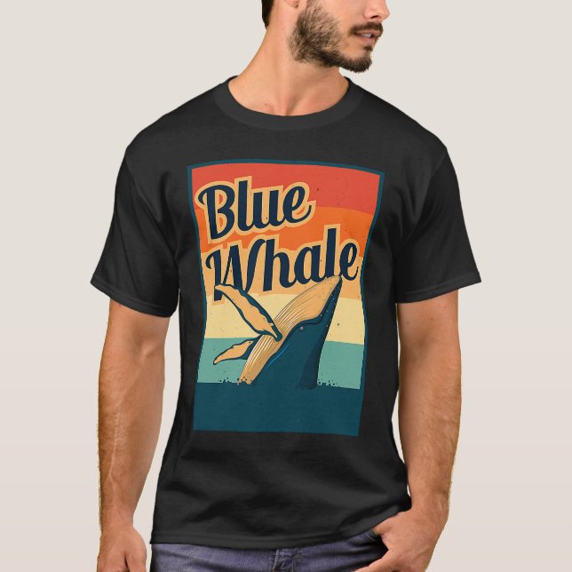 Blue Whale Sea Diving Maritime Waves Nature Protec T-Shirt (Vorderseite)