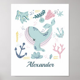 Blue Whale Sea Life Kinderzimmer Wall Art Babygesc Poster