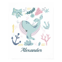 Blue Whale Sea Life Kinderzimmer Wall Art Babygesc