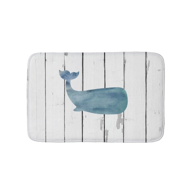 Blue Whale Shiplap Badezimmer Dekoration Badematte (Vorderseite)
