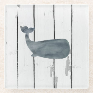 Blue Whale Shiplap Rustic Beach Decke Glass Coaste Glasuntersetzer