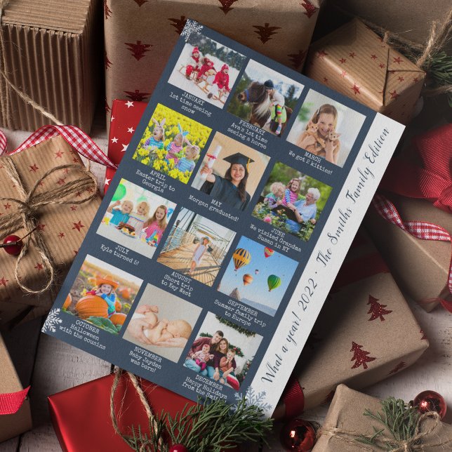 Blue What A Year Review 12 Foto Collage (What A Year 12 Photo Collage Template Card
)