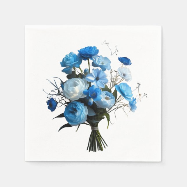 Blue & Whiite Blume Card Serviette (Vorderseite)